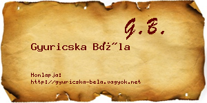 Gyuricska Béla névjegykártya